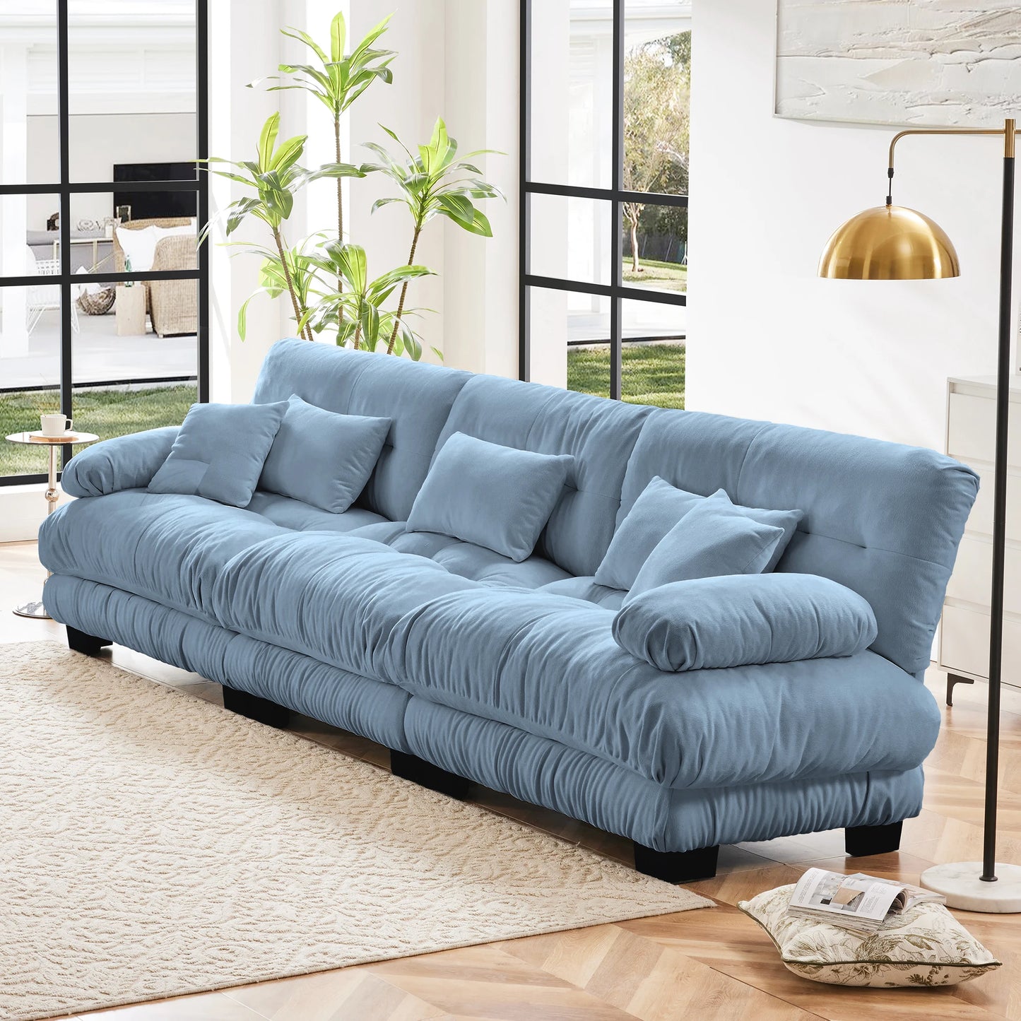 Oversized Modular Sectional Sofa Couch Comfy Cloud Deep Seat, Ottomans Chenille