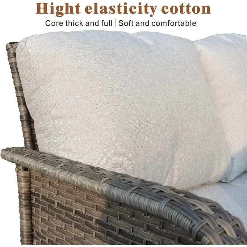 All-Weather Wicker Outdoor Sofa Set with Loveseat, Chairs, and Coffee Table - Garden Furniture Set