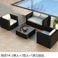 Terrace Modern Garden Sofas Outdoor Combination Courtyard Nordic Garden Sofas Waterproof Pe Rattan Furniture Sofá Jardín MHHYSF