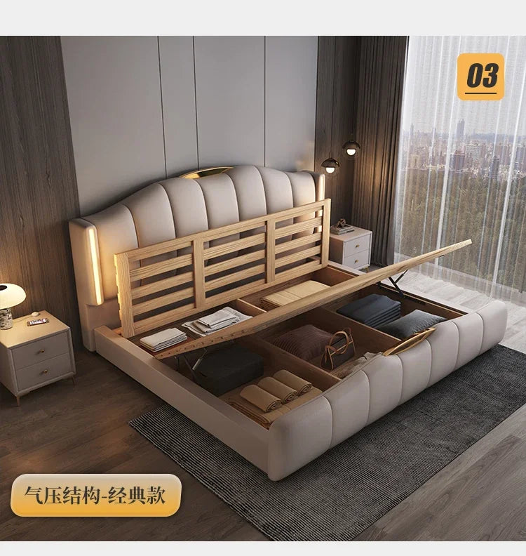Luxury Frame Double Bed King Size Modern Living Room Frame Double Bed Queen Hotel Princess Cama De Casal Bedroom Furniture