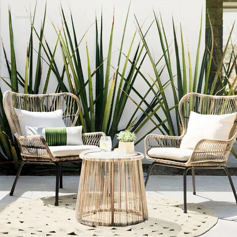 Nordic Outdoor Rattan Table and Chairs Combination Leisure Garden Furniture Sets High-end Open-air Patio Furniture Outdoor Set