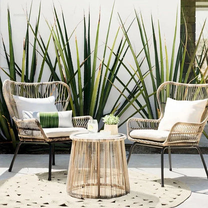 Nordic Outdoor Rattan Table and Chairs Combination Leisure Garden Furniture Sets High-end Open-air Patio Furniture Outdoor Set