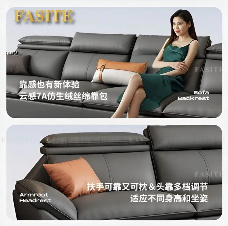 Italian minimalist leather sofa, new living room size apartment, concubine corner combination design