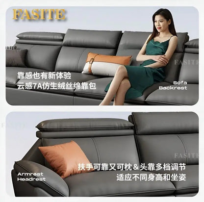 Italian minimalist leather sofa, new living room size apartment, concubine corner combination design