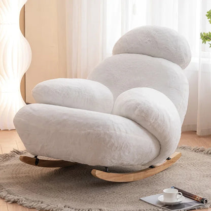 Big white Internet celebrity rocking chair lazy sofa single rocking cream living room lazy chair simple balcony bedroom