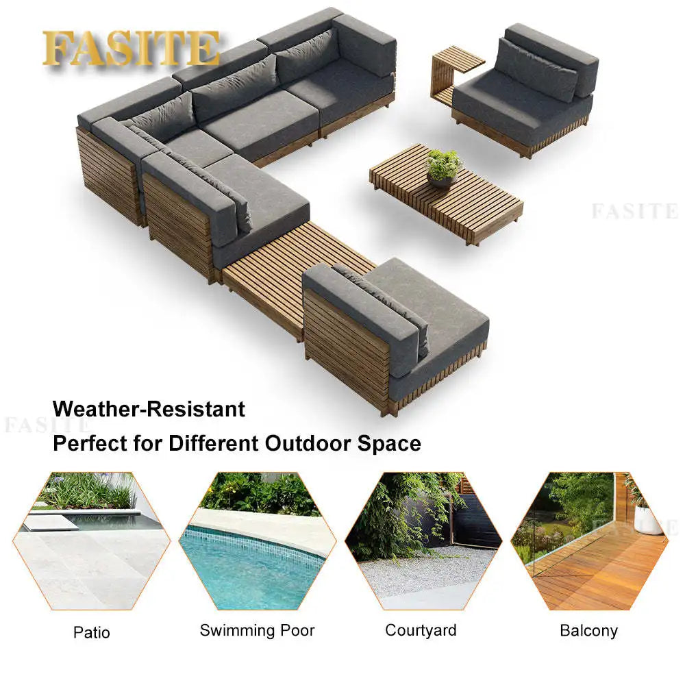 modern luxury extra deep conversation burma modular sectional teak patio outdoor furniture set
