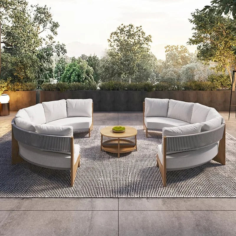 Outdoor garden balcony teak sofa outdoor leisure villa garden courtyard waterproof sunscreen solid wood furniture combination