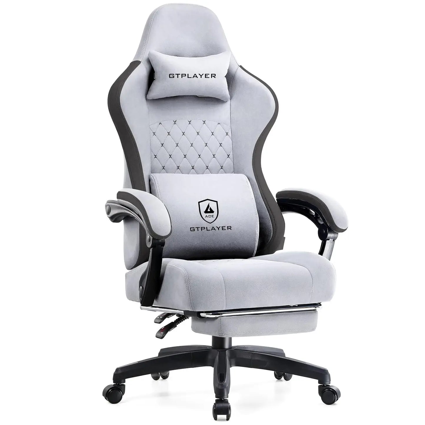Office Chair, Gaming Computer Desk Fabric Chair with Footrest, High Back Ergonomic Office Chair with Pocket Spring Lumbar Suppor