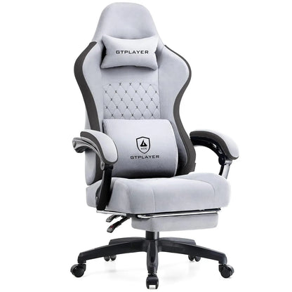 Office Chair, Gaming Computer Desk Fabric Chair with Footrest, High Back Ergonomic Office Chair with Pocket Spring Lumbar Suppor