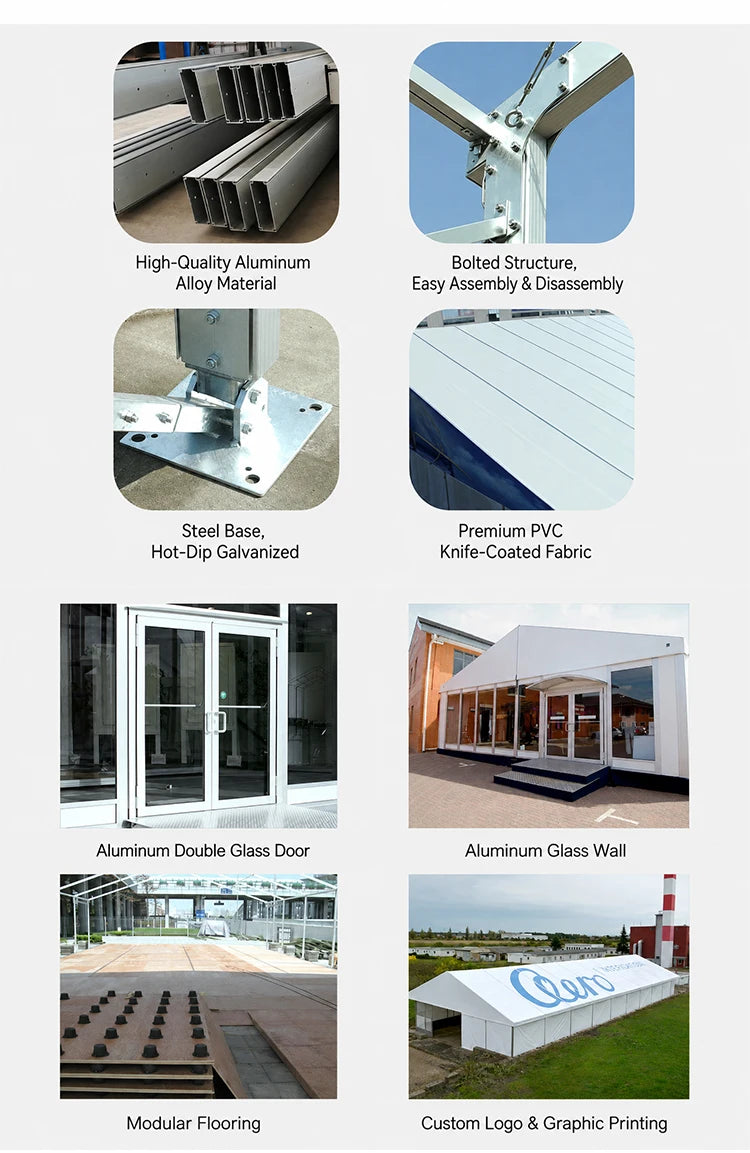 Factory Custom Aluminum Tent Waterproof Large Outdoor Event Wedding Exhibition Shelter PVC Marquee Tent Commercial Banquet Tent