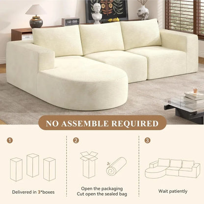 Modular Sectional Sofa with L-Shape Chaise,Cloud Sectional Modern Sleeper Couch with Deep Seat,Sponge Compression Sofas with Rev