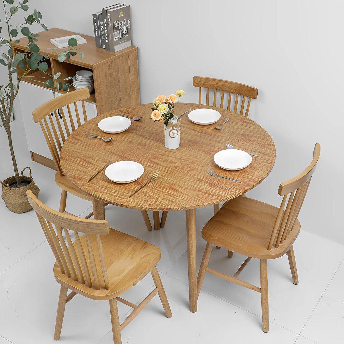 Round Table Cloth Waterproof Farmhouse Table Cover Decorative Wood/Woven Texture Tabletop Protection Rustic Wipeable