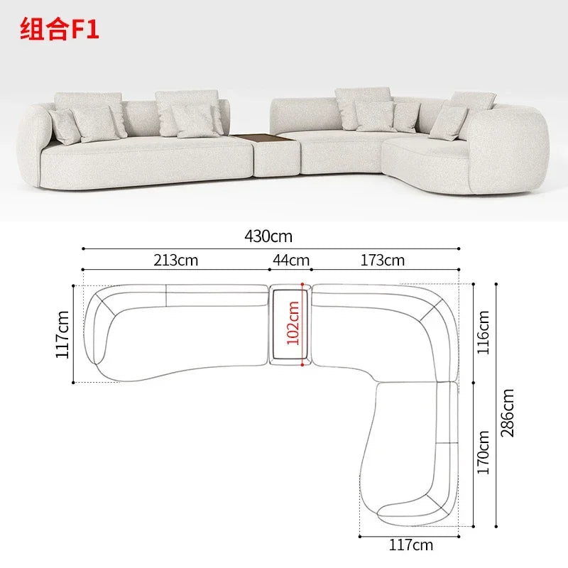 M78 Minimalist sofa large apartment living room special-shaped corner fabric, modular combination sofa