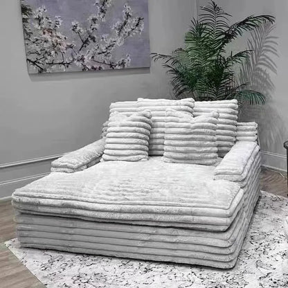 Nordic Sofabed Vacuum Compression Sofa Bed Modern Simple Lazy Sofa Bed  Thick Strip Velvet Large Sofa Bed Living Room Furniture