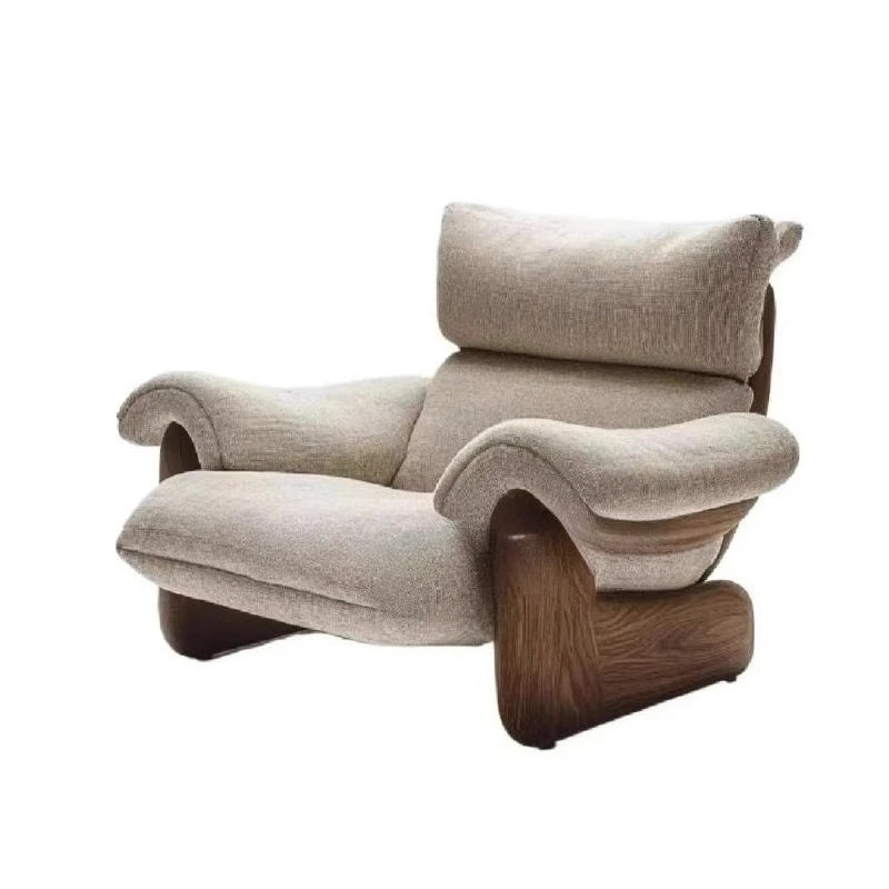 Comfortable solid wood sofa chair soft decoration living room casual armrest recliner