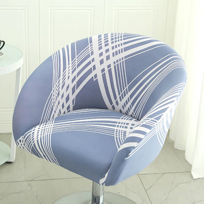 Semi-Circular Print Elastic Bar Low Back Chair Cover Dustproof for Living Room Bedroom Restaurant Hotel Furniture Accessories