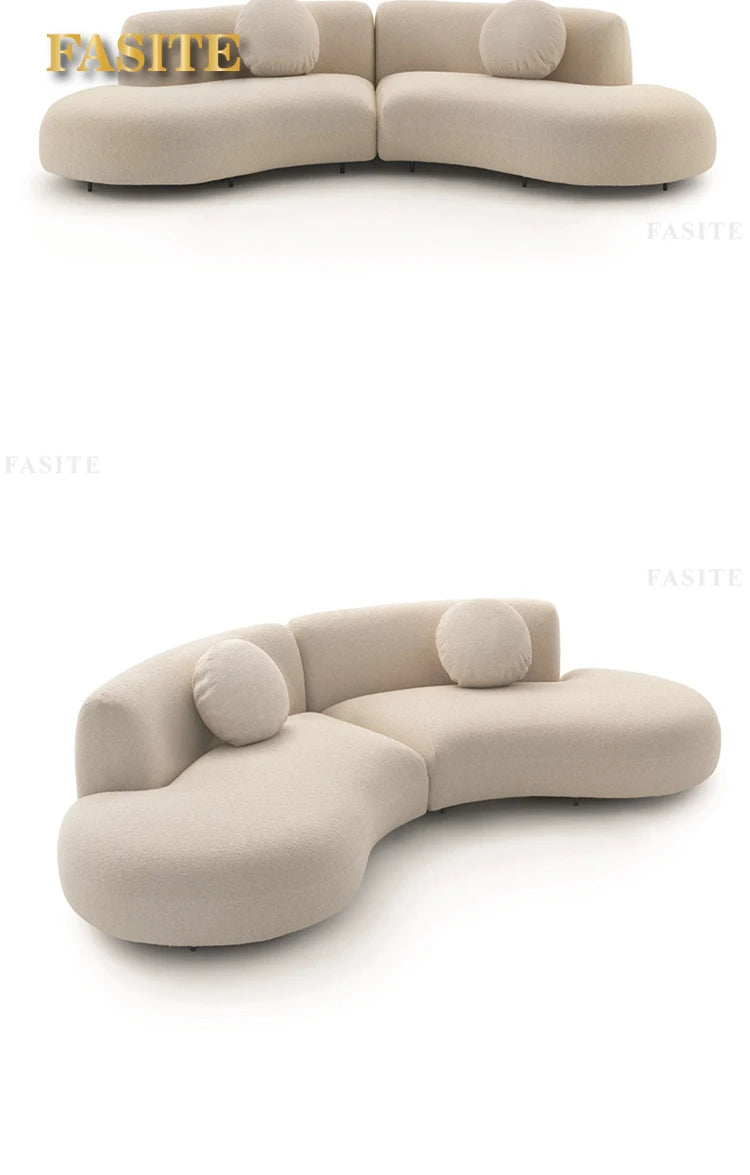 Reception living room sofa white curve unique living room sofa lazy artificial ergonomics