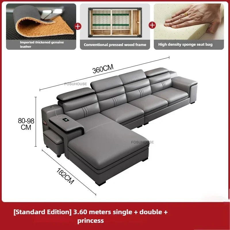 Luxury Leather Living Room Sofas Italian Home Sofa Bed Recliner Modern Designer Ergonomic Back Sofa Living Room Furniture