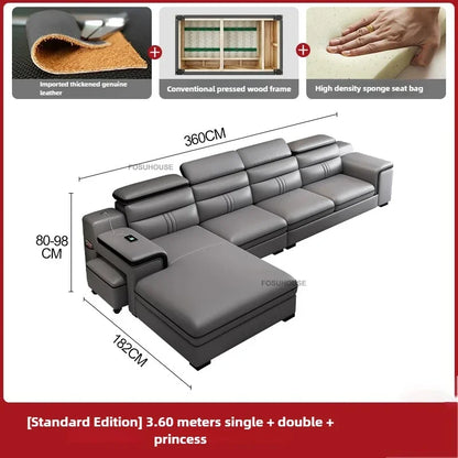 Luxury Leather Living Room Sofas Italian Home Sofa Bed Recliner Modern Designer Ergonomic Back Sofa Living Room Furniture
