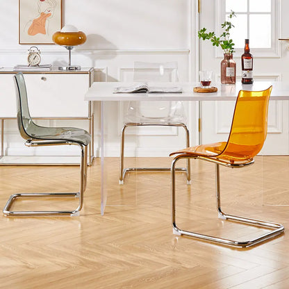 Nordic Reinforced Transparent Chair  Designer Acrylic Backrest Dining Chair Modern Toss Stool  Minimalist Dining Room Chair