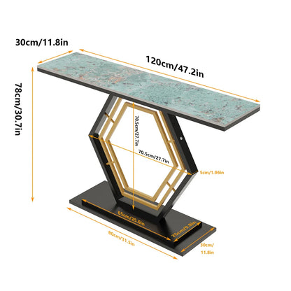 LUVODI Console Table for Entryway with Geometric Base Sleek Sintered Stone Top Long Accent Table for Hallway,Foyer Decor,Stora