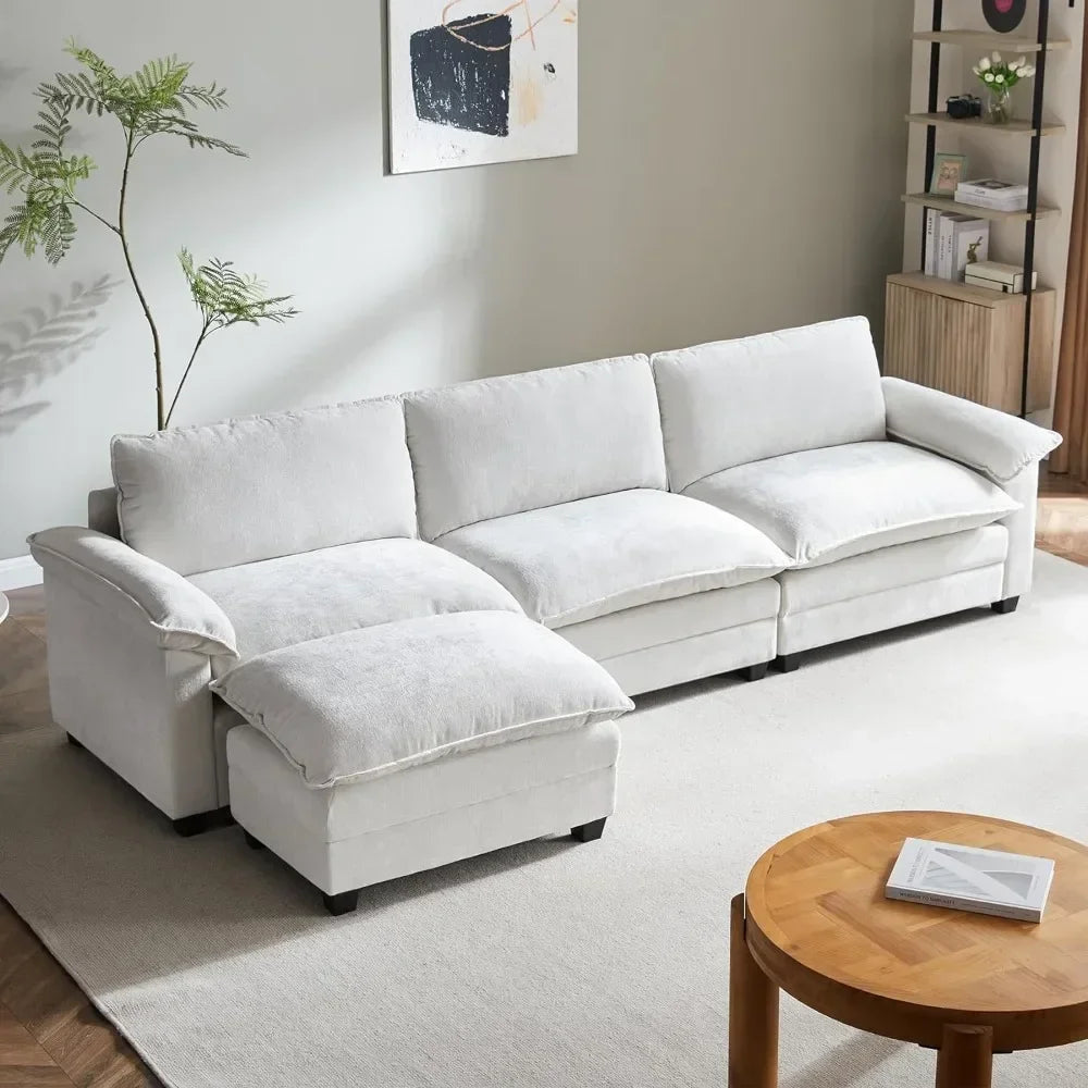 A 120" Sectional Couches for Living Room with Ottoman, 3-Seat Sectional Couch, L Shaped Couch,Modular Sectional Couches