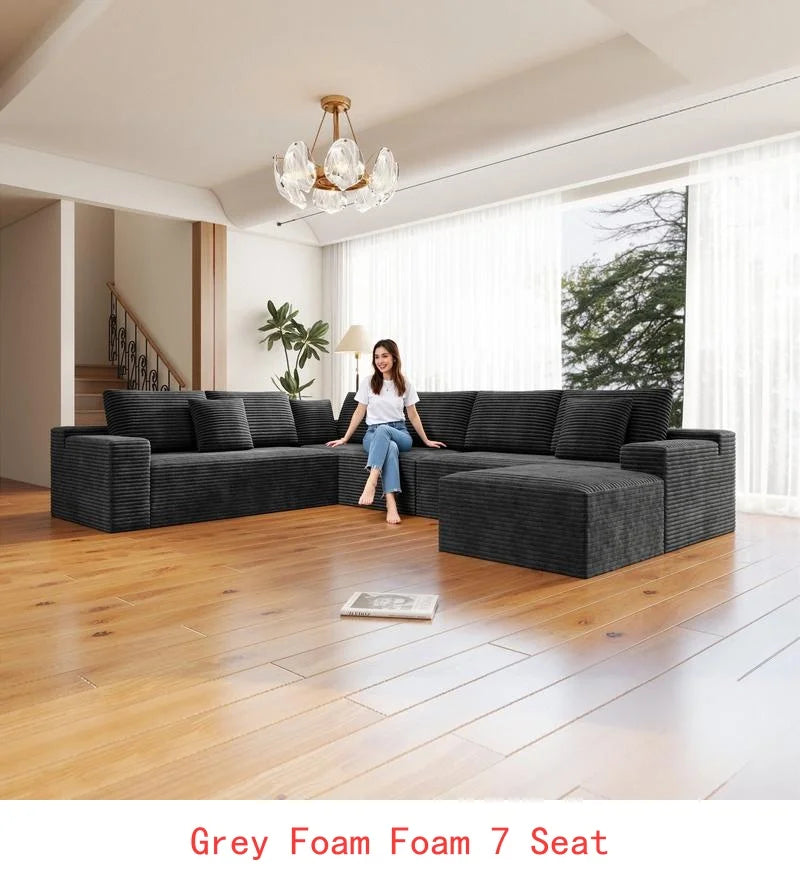 Modular Sectional Sofa, Upholstered Couch for Living Room/Bedroom/Apartment, No Assembly Needed, 4 PC Flexible Combination,