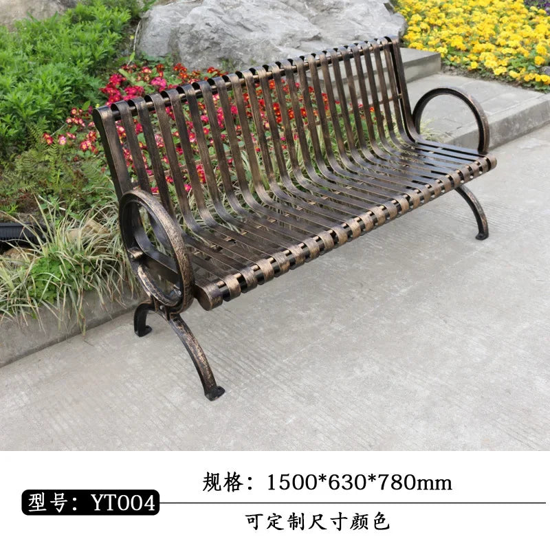 Park chair outdoor bench, cast iron art, community square leisure seat, courtyard outdoor shopping mall lounge area