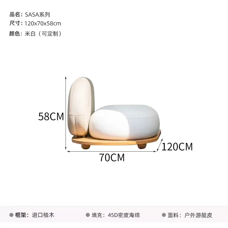 Outdoor teak courtyard Nordic style open-air famous villa anti-corrosion solid wood goose soft stone sofa