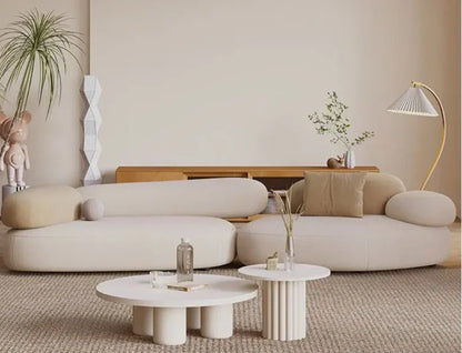 Fabric sofa cobblestone curved small apartment living room special-shaped rental house simple light luxury modern sitting area