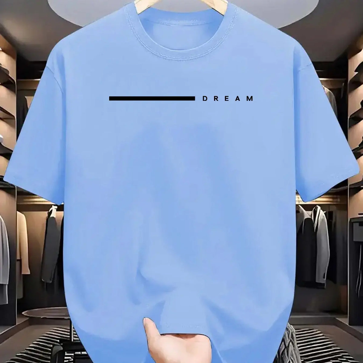 Men's summer fashionable casual loose plus size dreamy letter printed sports round neck short sleeved T-shirt top