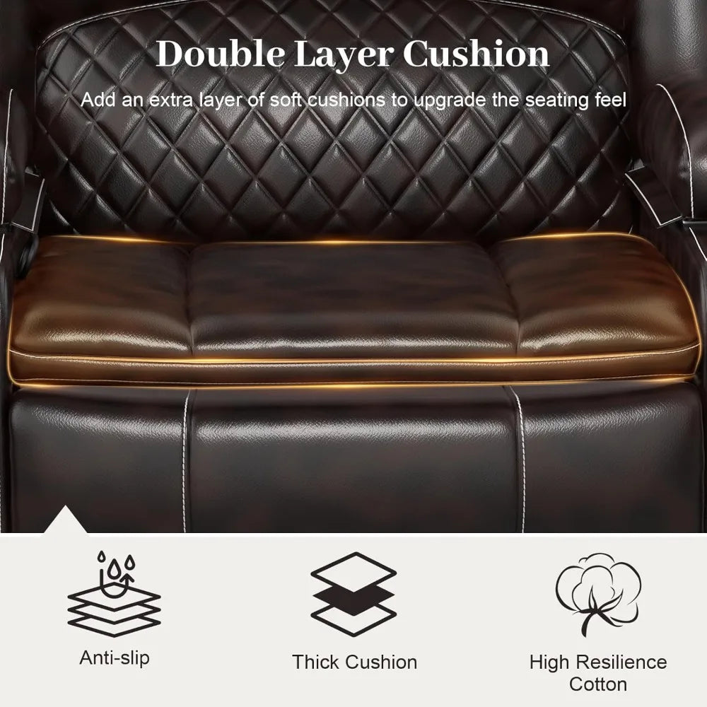 3 seater recliner sofa set with 2-tier cushion, 3+1 pieces in living room, 3 seater reclining couch leather with removable conso