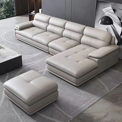 Leather sofa first layer cowhide modern simple size apartment living room left and right concubine leather sofa combination