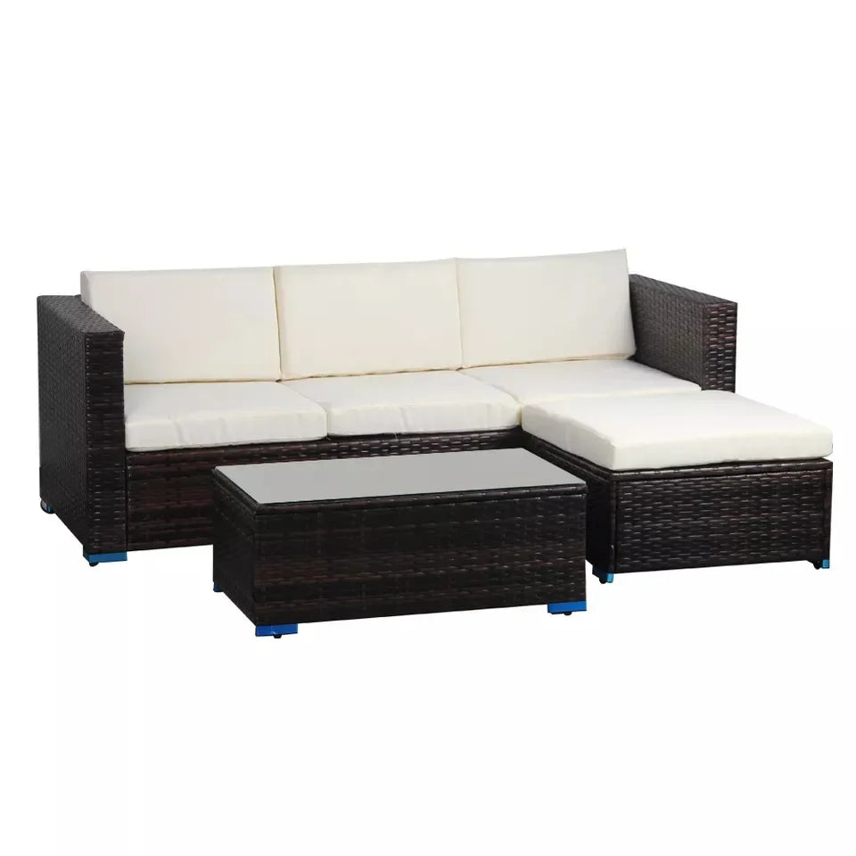 Outdoor Dining Table Rattan/Wicker Furniture Set Removable Rattan Bistro Garden Sofa Set