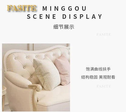 Leather sofa combined living room size apartment Italian light luxury high-end luxury solid wood furniture