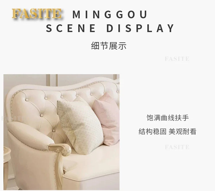 Leather sofa combined living room size apartment Italian light luxury high-end luxury solid wood furniture