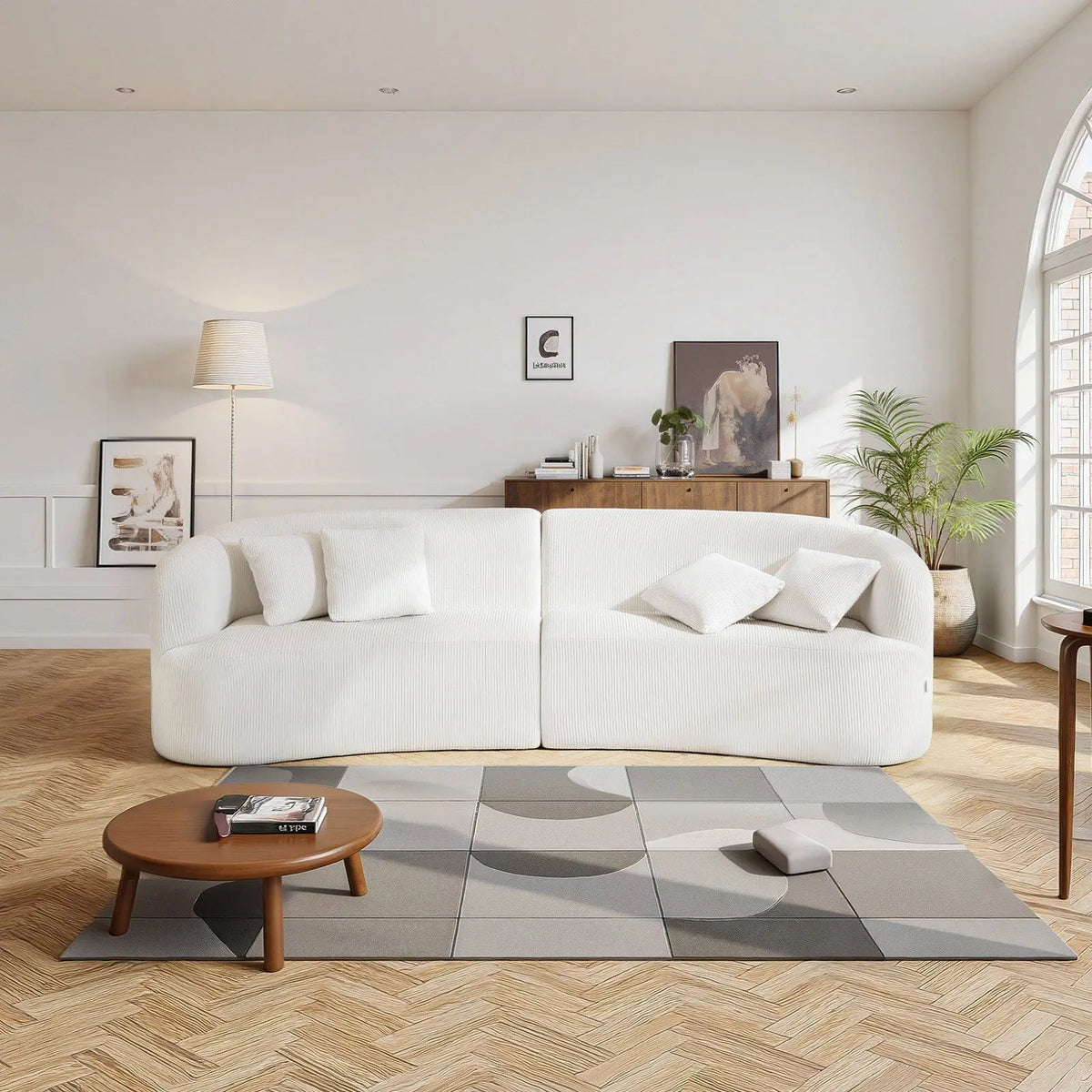 Luxury Modern Cloud Plush Sectional Sofa with 4 Pillows 112