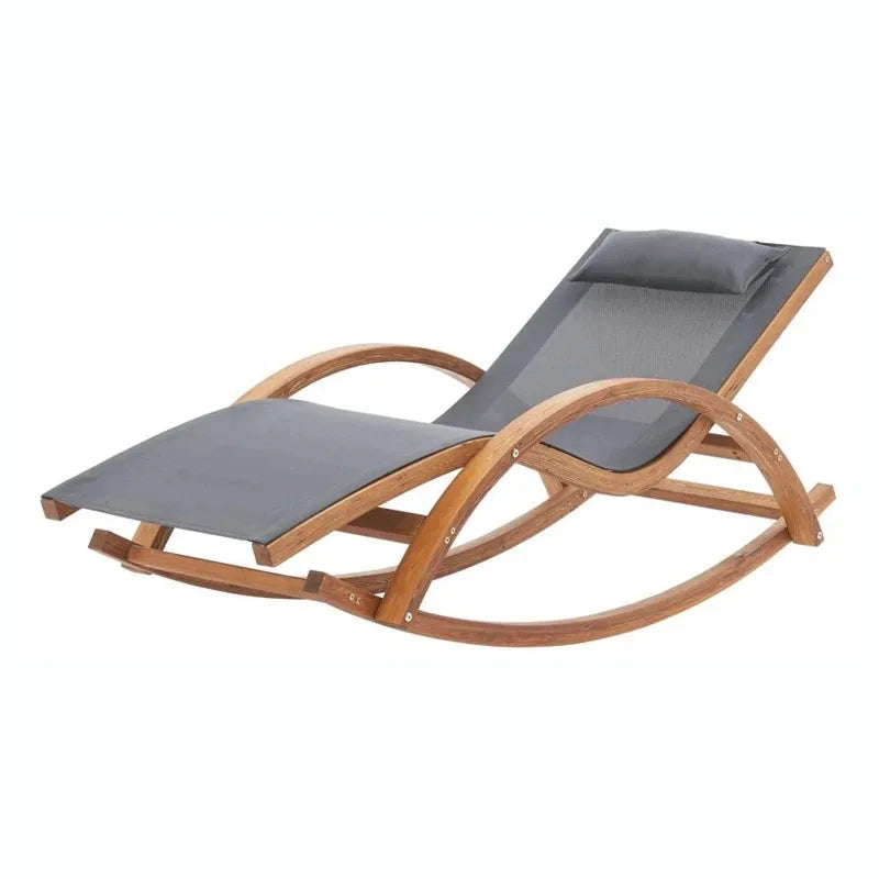 Sunbed Comfortable Outdoor Wood Rocking Luxury Beach Long Recliner Solid Long Beach Chair