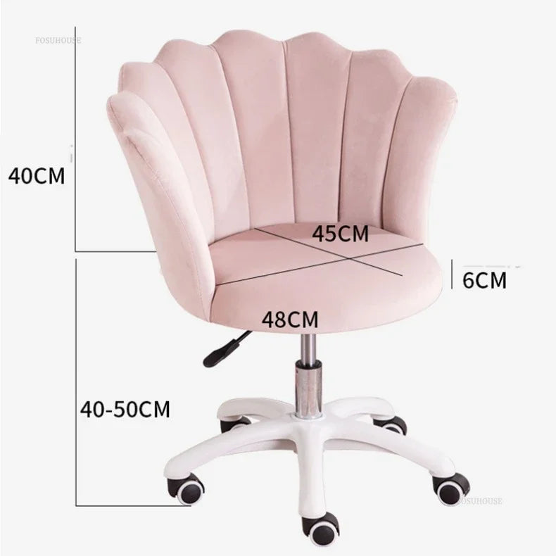Rotatable Velvet Office Chair for Company Modern Soft Backrest Chair with Wheels Simple Creative Office Chairs for E-sports Room