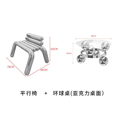CZ Vintage Stainless Steel Irregular Single Chair Home Backrest Minimalist Industrial Style Restaurant Leisure Dining Chair