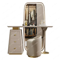 Multifunctional White Makeup Table with Drawers, Nordic Style Luxury Dressing Cabinet for Home Furniture
