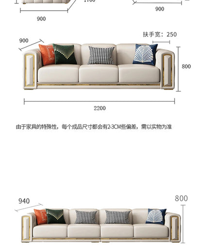 A2-7   new light luxury leather sofa living room combination size modern simple first-layer cowhide sofa