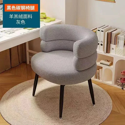 Living Room Swivel Chair Nordic Armchair INS Lift Computer Backrest Chair Lamb Wool Design Bedroom Makeup Chair Home Furniture