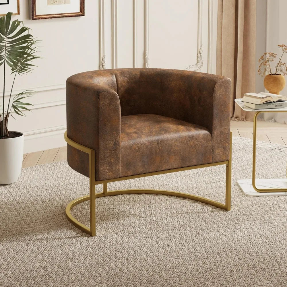 Navy Blue Velvet Accent Chair: Comfortable Modern Upholstered Barrel-Shaped Seat with Wide Arms for Living Room, Bedroom, or Clu