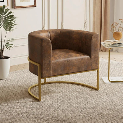 Navy Blue Velvet Accent Chair: Comfortable Modern Upholstered Barrel-Shaped Seat with Wide Arms for Living Room, Bedroom, or Clu