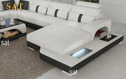 Nordic designer light luxury villa leather living room sofa high-end customized leisure hotel sofa combination