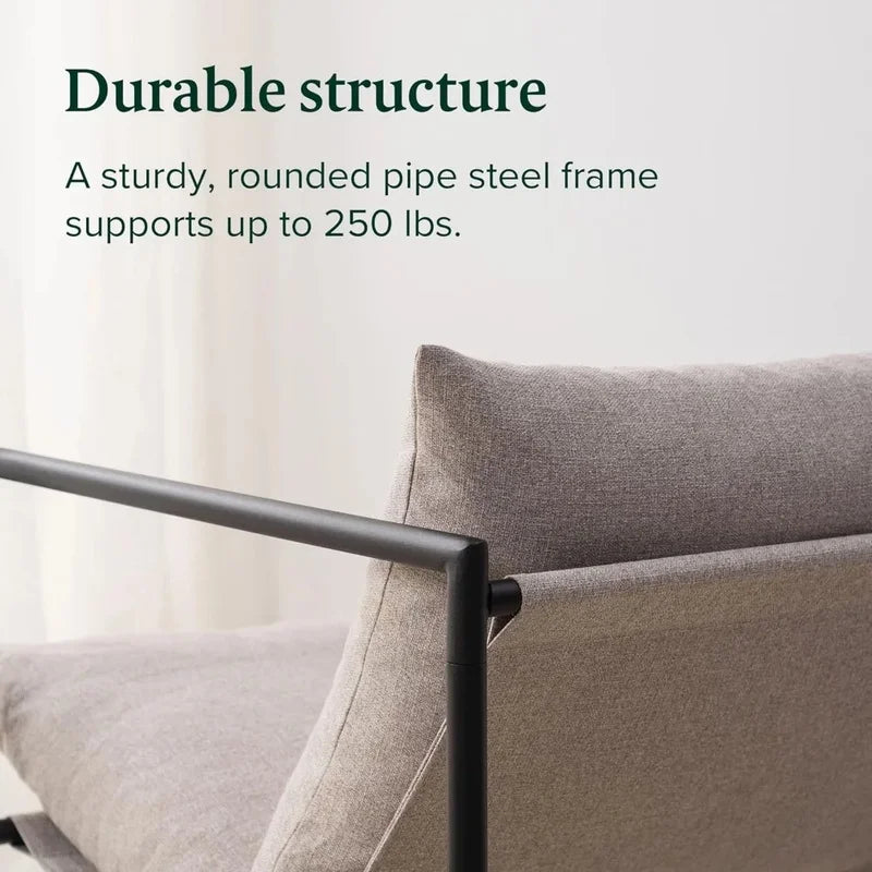 Metal Framed Accent Armchair with Shredded Foam Cushioning, Oatmeal