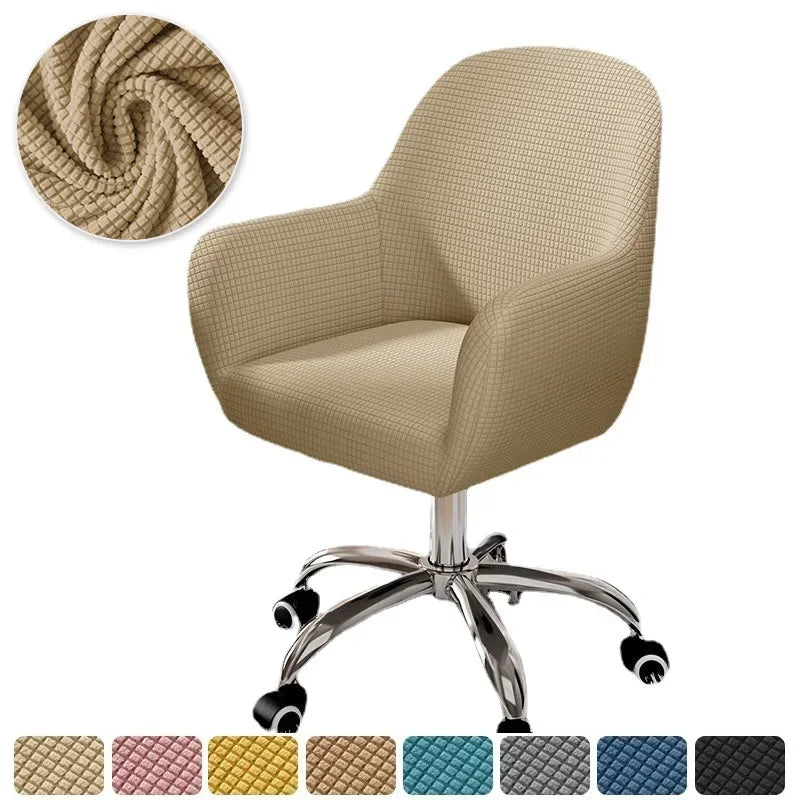 Solid Elastic Rotating Chair Cover Dining Room Spandex High Sloping Armchair Covers Office Chair Slipcover Coffee Bar Make Up