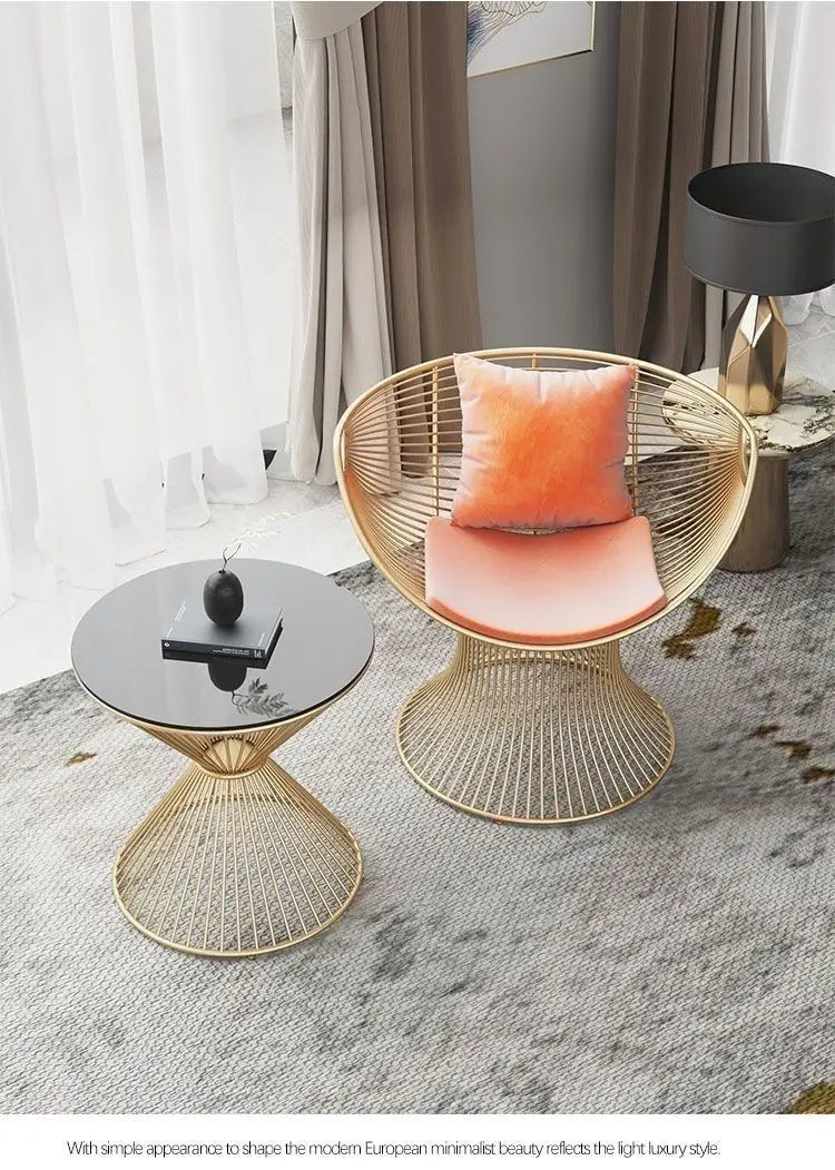 High-end stainless steel dining chair single sofa chair designer home living room wrought iron balcony
