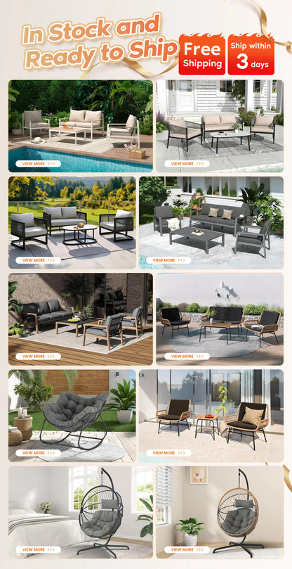 Ready to Ship Hot Sale Metal Outdoor Sofa Set Weather Resistance Patio Conversation Set Waterproof Garden Sofa Set Modern